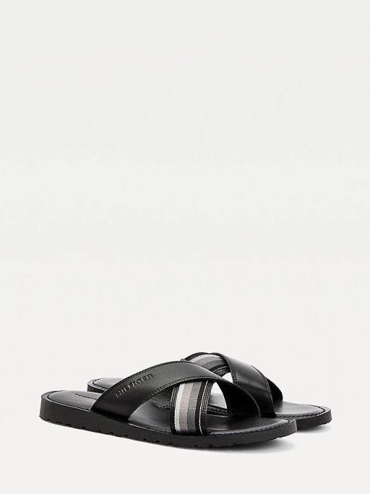 Best Price Tommy Hilfiger Sandals - Mens Criss Cross Leather Coffee